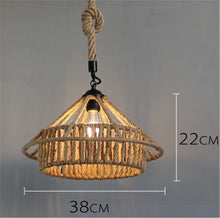 Load image into Gallery viewer, Hemp Rope Rattan Woven Pendant Lights