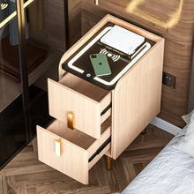 Load image into Gallery viewer, Wireless Charging Bluetooth Nightstands Multi-Functional Wood Side Table