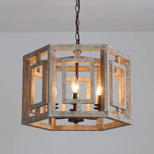 Load image into Gallery viewer, Vintage 6-Light Wood Chandelier Rustic Farmhouse Pendant Light