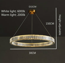 Load image into Gallery viewer, Modern Luxury round Stainless Steel Crystal LED Chandelier Nordic Gold/Silver Single Ring Ring Chandelier Restaurant Chandelier