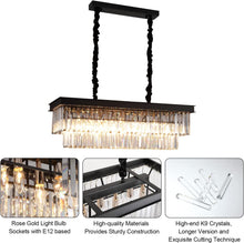 Load image into Gallery viewer, Crystal Rectangular Pendant Light Fixture L33”