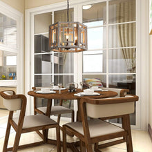 Load image into Gallery viewer, Vintage 6-Light Wood Chandelier Rustic Farmhouse Pendant Light