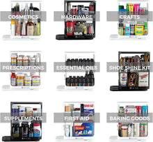 Load image into Gallery viewer, (White) | Pull-And-Rotate Spice Rack Organizer | 2 Double-Decker Shelves | Modular Design | Non-Skid Base | Stores Prescriptions, Essential Oils | 10.8"H X 5.75"W X 10.8"D