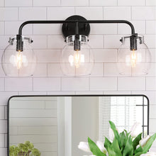 Load image into Gallery viewer, Modern Bathroom Light Fixtures, Black Bathroom Vanity Lights over Mirror, 3 Light Vanity Lighting with Seeded Glass Shade