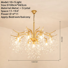 Load image into Gallery viewer, Gold Crystal Chandelier K9 Lustre Crystal Gold Chandelier LED Luxury Chandelier for Indoor Hotel Tree Branch Chandelier