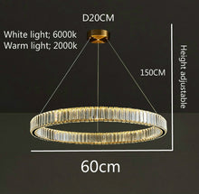 Load image into Gallery viewer, Modern Luxury round Stainless Steel Crystal LED Chandelier Nordic Gold/Silver Single Ring Ring Chandelier Restaurant Chandelier