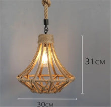 Load image into Gallery viewer, Hemp Rope Rattan Woven Pendant Lights
