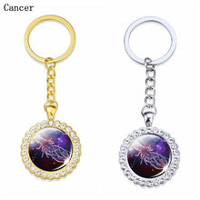 Load image into Gallery viewer, Constellation Glass Rhinestone Keychain Pendant Silver/Gold Plated Zodiac