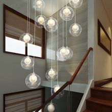 Load image into Gallery viewer, LED Bubble Long Suspension Art Glass Ball Chandelier