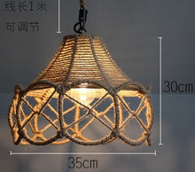 Load image into Gallery viewer, Hemp Rope Rattan Woven Pendant Lights