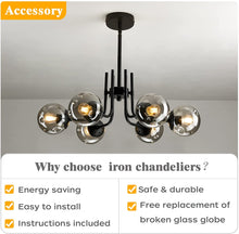 Load image into Gallery viewer, 6-Lights Glass Globe Sputnik Chandelier