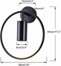 Load image into Gallery viewer, Lighting Mid Century Wall Sconces Circular Bedroom Light Fixture (Black, 2 Pack)