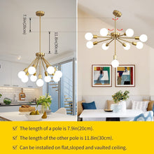 Load image into Gallery viewer, 9-Light Gold Sputnik Pendant Deformable Hanging Chandeliers light Fixture