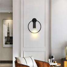 Load image into Gallery viewer, Lighting Mid Century Wall Sconces Circular Bedroom Light Fixture (Black, 2 Pack)