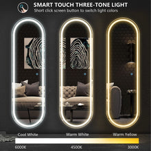 Load image into Gallery viewer, Smart Touch Oval LED Lights, 47"X14.5" Full Body Lighted, Wall Mounted/Over the Door Arched, Hanging Mirror