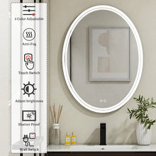 Load image into Gallery viewer, Oval LED Anti-Fog 3 Colors Dimmable Touch Switch Wall Mounted mirror