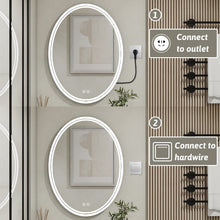 Load image into Gallery viewer, Oval LED Anti-Fog 3 Colors Dimmable Touch Switch Wall Mounted mirror