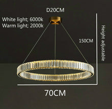 Load image into Gallery viewer, Modern Luxury round Stainless Steel Crystal LED Chandelier Nordic Gold/Silver Single Ring Ring Chandelier Restaurant Chandelier