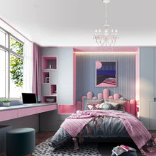 Load image into Gallery viewer, White Chandelier Pink Acrylic Crystal Chandeliers 5 Light Candle Style