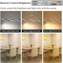 Load image into Gallery viewer, Ziplighting Modern LED Pendant Lighting for Dining Room & Kitchen Island Stepless Remote Dimming Chandelier Contemporary Adjustable Ceiling Fixture Wave Ceiling Light F