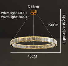 Load image into Gallery viewer, Modern Luxury round Stainless Steel Crystal LED Chandelier Nordic Gold/Silver Single Ring Ring Chandelier Restaurant Chandelier