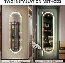 Load image into Gallery viewer, Smart Touch Oval LED Lights, 47"X14.5" Full Body Lighted, Wall Mounted/Over the Door Arched, Hanging Mirror