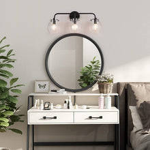 Load image into Gallery viewer, Modern Bathroom Light Fixtures, Black Bathroom Vanity Lights over Mirror, 3 Light Vanity Lighting with Seeded Glass Shade