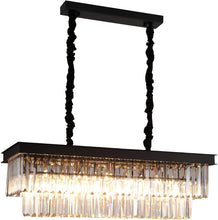Load image into Gallery viewer, Crystal Rectangular Pendant Light Fixture L33”