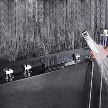 Load image into Gallery viewer, Modern 5 Pieces Waterfall Bathroom Bathtub Faucet Roman Tub Filler with Handheld Shower