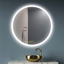 Load image into Gallery viewer, Dimmable 24 Inch round Circle Backlit Illuminated Anti-Fog 3 LED Color mirror