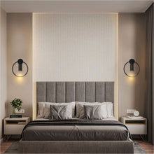 Load image into Gallery viewer, Lighting Mid Century Wall Sconces Circular Bedroom Light Fixture (Black, 2 Pack)
