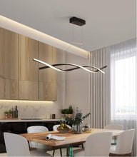 Load image into Gallery viewer, Ziplighting Modern LED Pendant Lighting for Dining Room & Kitchen Island Stepless Remote Dimming Chandelier Contemporary Adjustable Ceiling Fixture Wave Ceiling Light F