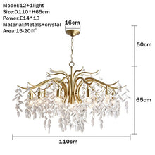 Load image into Gallery viewer, Gold Crystal Chandelier K9 Lustre Crystal Gold Chandelier LED Luxury Chandelier for Indoor Hotel Tree Branch Chandelier