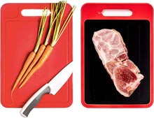 Load image into Gallery viewer, 4-In-1 Plastic Cutting Board with Defrosting Tray, Knife Sharpener, and Garlic Press