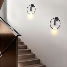 Load image into Gallery viewer, Lighting Mid Century Wall Sconces Circular Bedroom Light Fixture (Black, 2 Pack)