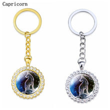 Load image into Gallery viewer, Constellation Glass Rhinestone Keychain Pendant Silver/Gold Plated Zodiac