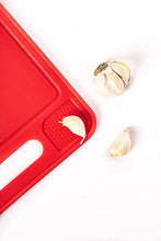 Load image into Gallery viewer, 4-In-1 Plastic Cutting Board with Defrosting Tray, Knife Sharpener, and Garlic Press
