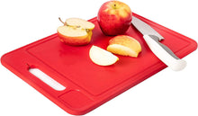 Load image into Gallery viewer, 4-In-1 Plastic Cutting Board with Defrosting Tray, Knife Sharpener, and Garlic Press