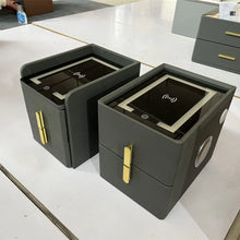 Load image into Gallery viewer, Wireless Charging Bluetooth Nightstands Multi-Functional Wood Side Table