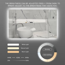 Load image into Gallery viewer, Dimmable 40 X 24 Inch Backlit Led 3 Colors White/Warm/Natural Lights Wall Mounted Fog Free mirror