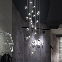 Load image into Gallery viewer, LED Bubble Long Suspension Art Glass Ball Chandelier