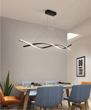 Load image into Gallery viewer, Ziplighting Modern LED Pendant Lighting for Dining Room & Kitchen Island Stepless Remote Dimming Chandelier Contemporary Adjustable Ceiling Fixture Wave Ceiling Light F