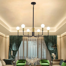 Load image into Gallery viewer, Farmhouse Chandelier Light Fixture 6-Light Black and Gold Chandeliers Hanging Adjustable 30In
