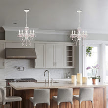 Load image into Gallery viewer, White Chandelier Pink Acrylic Crystal Chandeliers 5 Light Candle Style
