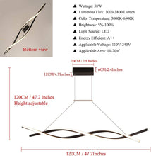 Load image into Gallery viewer, Ziplighting Modern LED Pendant Lighting for Dining Room &amp; Kitchen Island Stepless Remote Dimming Chandelier Contemporary Adjustable Ceiling Fixture Wave Ceiling Light F
