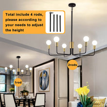 Load image into Gallery viewer, Farmhouse Chandelier Light Fixture 6-Light Black and Gold Chandeliers Hanging Adjustable 30In
