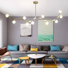 Load image into Gallery viewer, Nordic Chandelier Dining Room Kitchen Lustre Industrial Loft Chandelier Iron Tube Glass Balls Chandelier Lamp Fixtures
