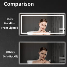 Load image into Gallery viewer,  Backlit and Front Led Mirror 60*28 Inch Tempered Glass Shatter-Proof
