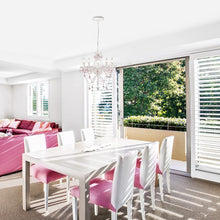 Load image into Gallery viewer, White Chandelier Pink Acrylic Crystal Chandeliers 5 Light Candle Style
