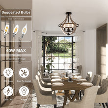 Load image into Gallery viewer,  Farmhouse 4-Light Rustic Flush Mount Faux Wood Ceiling Light 
